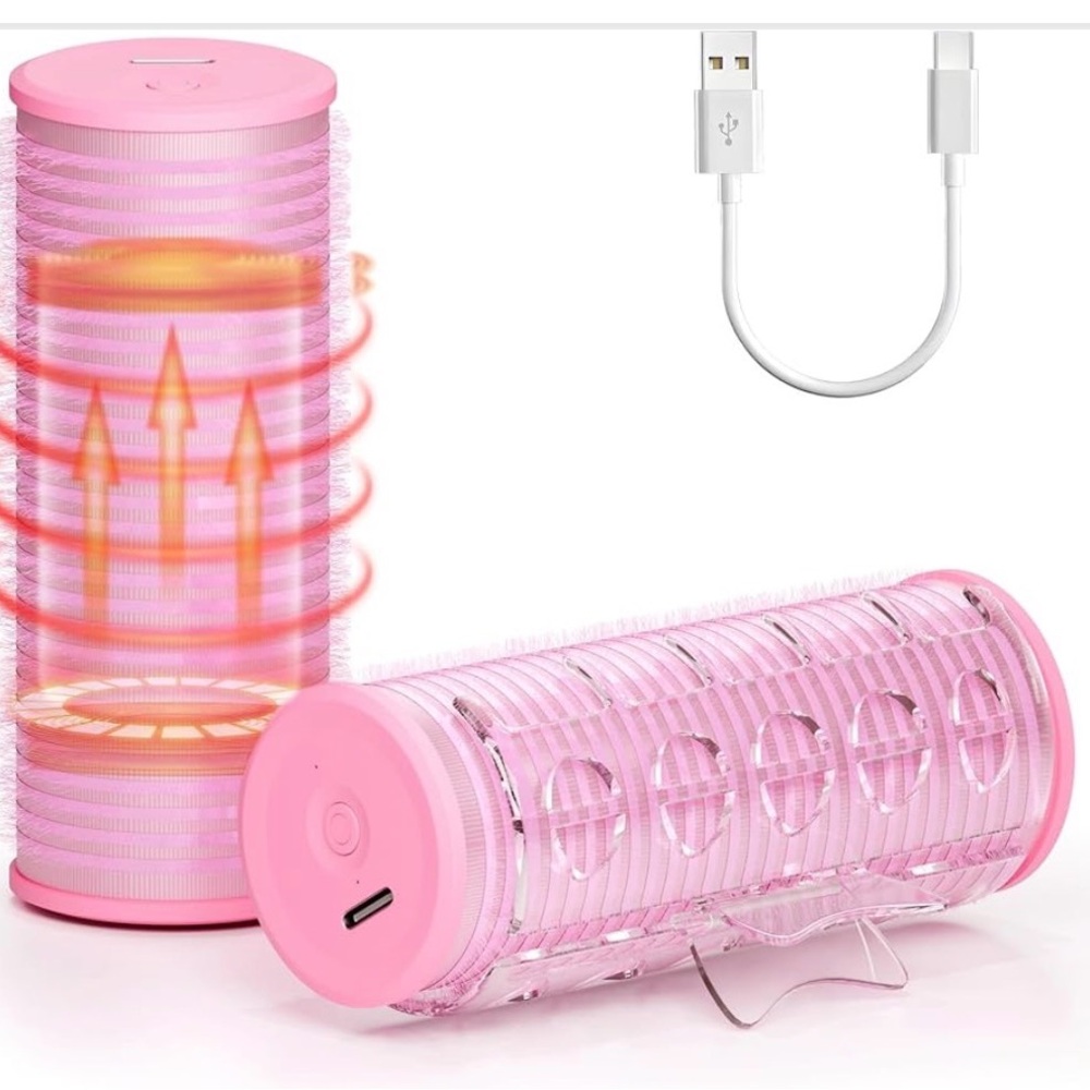 Pink Portable recharging bangs curler (2-curlers)
